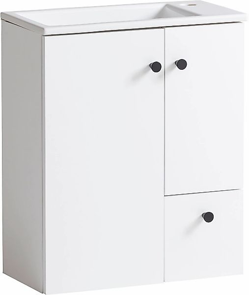 welltime Waschtisch "Lugo, Breite 50 cm" Keramikbecken, Griffe aus Metall günstig online kaufen