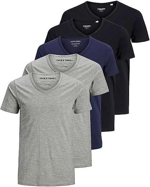 Jack & Jones T-Shirt (Spar-Set, 5er-Pack) O-Neck & V-Neck, in Unifarben, au günstig online kaufen