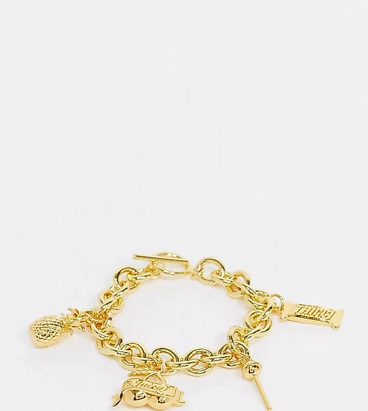 Image Gang – Vergoldetes, grobgliedriges Armband mit Anhängern-Goldfarben günstig online kaufen