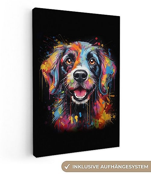 OneMillionCanvasses® Leinwandbild Graffiti - Hund - Schwarz - Farben, Fotod günstig online kaufen