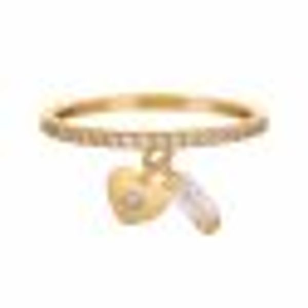 Ring 925 Silber vergoldet mit Anhängern Herz Zirkonia günstig online kaufen