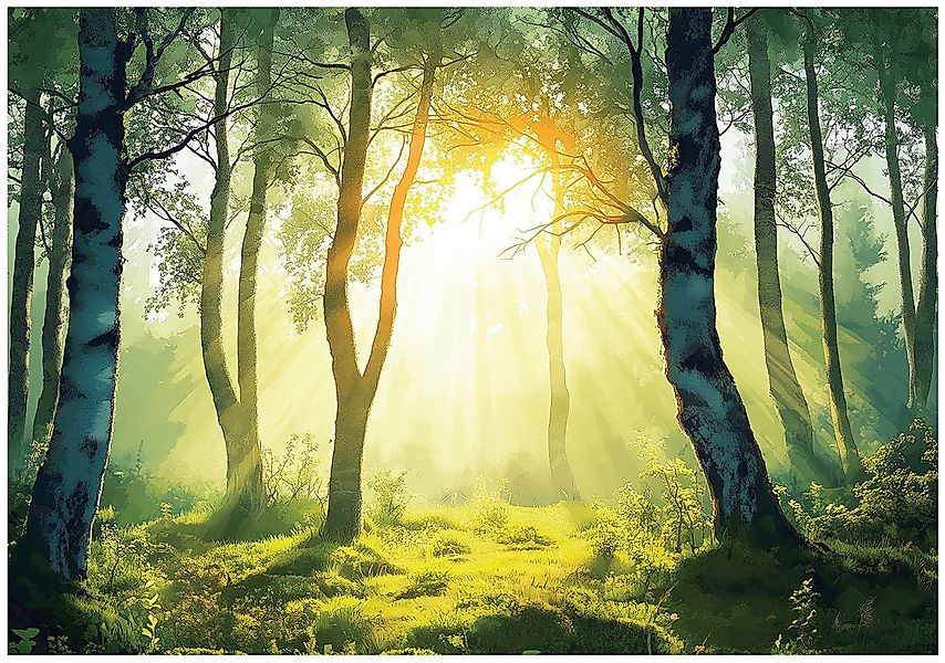 Wallarena Fototapete Wald Sonne Baum Vlies günstig online kaufen
