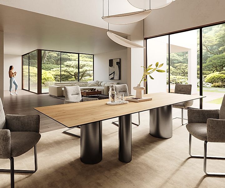 Esstisch Edge 300x100 Keramik Laminam® Sabbia Eichefarbig Troa Edelstahl Gr günstig online kaufen