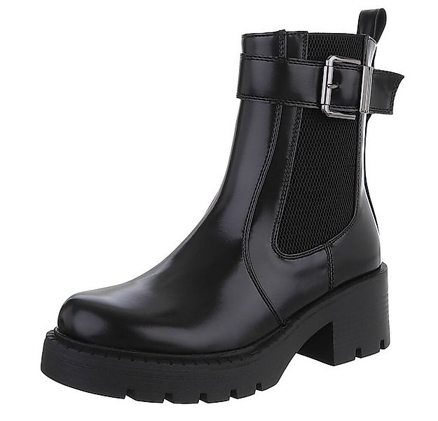 Ital-Design Moderne Stiefeletten mit Schnalle und elastischem Einsatz Plate günstig online kaufen