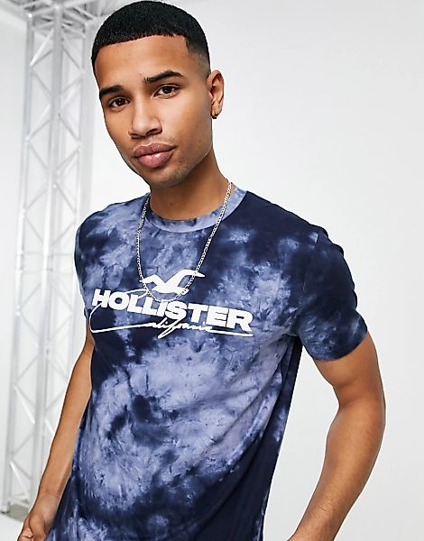 Hollister – T-Shirt in Blau mit großem Logo günstig online kaufen