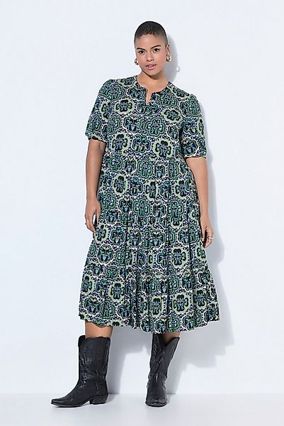 Studio Untold Jerseykleid Maxikleid A-Linie Kachel-Print Volants Halbarm günstig online kaufen