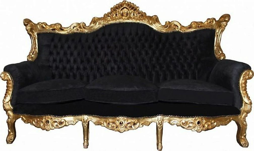 Casa Padrino 3-Sitzer Barock 3er Sofa Master Schwarz / Gold Mod2 - Wohnzimm günstig online kaufen