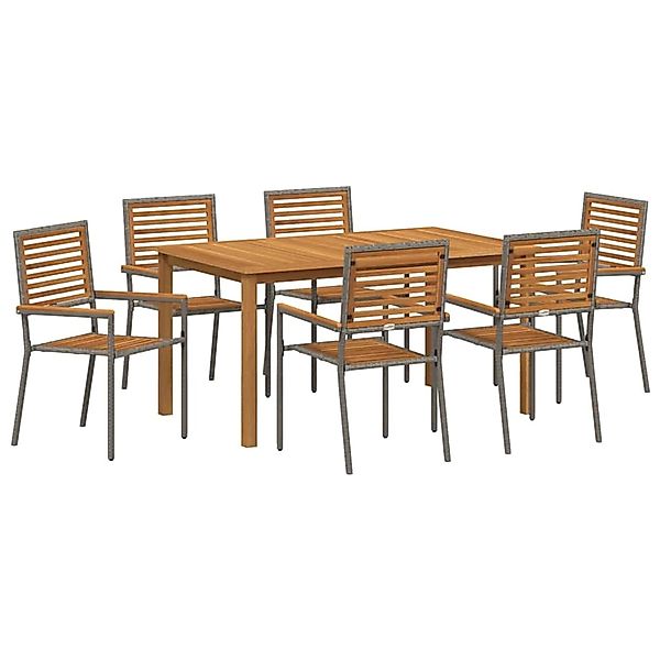 vidaXL Garten Essgruppe 7-Tlg Grau Poly Rattan 3365521 günstig online kaufen