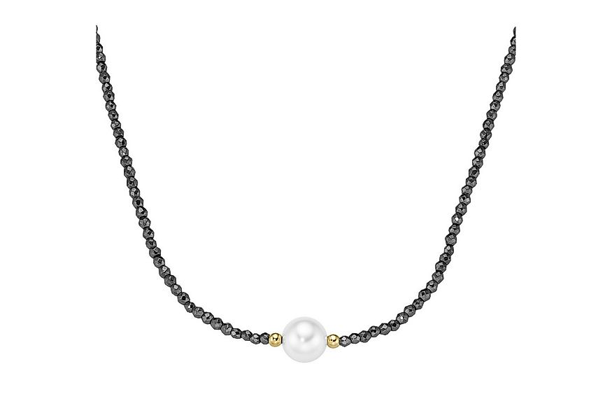 Smart Jewel Collier mit Hämatit-Kugeln + Muschelkern-Perle, Silber 925 günstig online kaufen