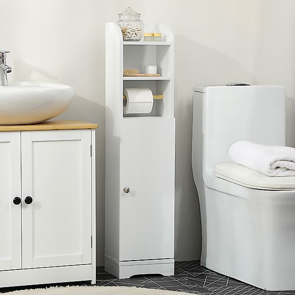 kleankin Badezimmerschrank Badschrank mit 2 Offenen Ebenen, Schrankfach, Ec günstig online kaufen