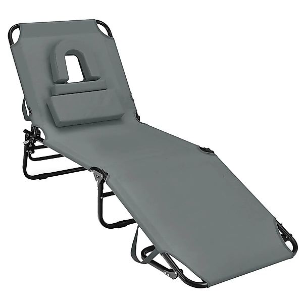 Costway Sonnenliege mit Gesichtsöffnung 5-Fach Rückenlehne Grau günstig online kaufen