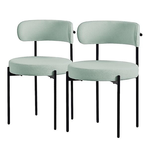 ML-Design Esszimmerstühle 2Er Set aus Teddystoff Grün mit Rückenlehne günstig online kaufen