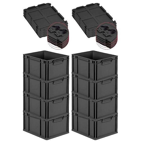 PROREGAL SuperSparSet 8x Eurobox Nextgen Color Mit Scharnierdeckel HxBxT 22 günstig online kaufen