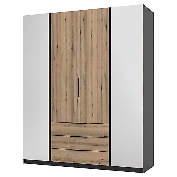 Selsey Kleiderschrank KAJA 4-türig mit Soft-Close, Kleiderstange und 11 Reg günstig online kaufen