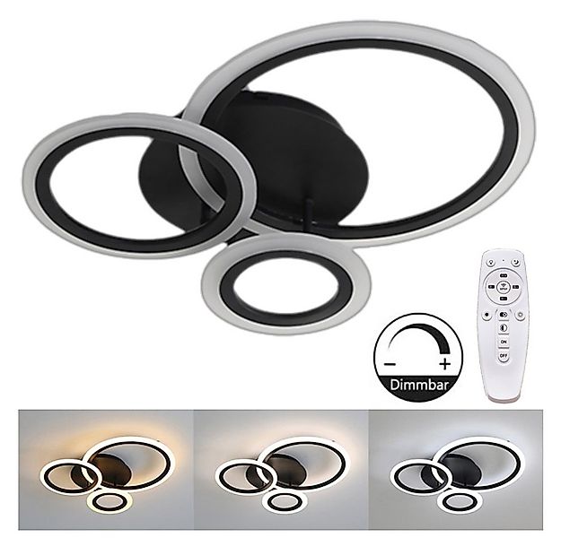 Rosnek LED Deckenleuchte Modern Deckenlampe Dimmbar mit Fernbedienung 3000k günstig online kaufen