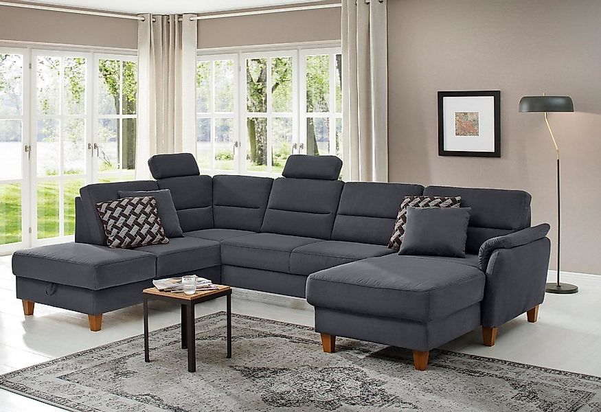 Home affaire Wohnlandschaft "Palmera U-Form, B: 308 cm" optional Bettfunkti günstig online kaufen