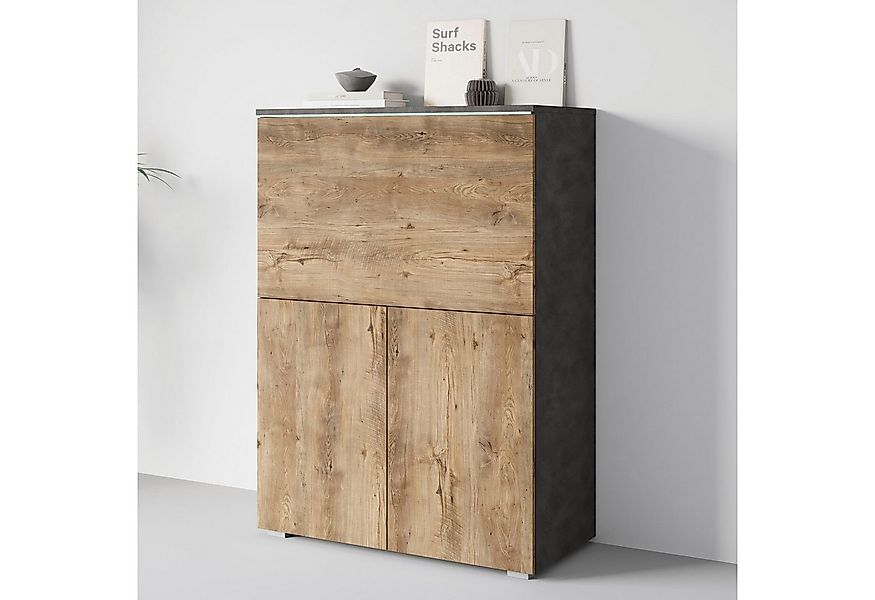 Home affaire PC-Schrank Vera, Sekretär, Home-Office-Schreibtisch mit LED-Be günstig online kaufen