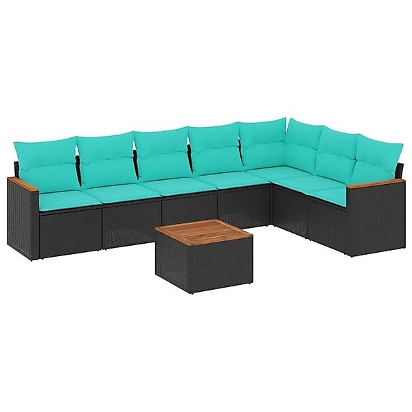 vidaXL 8-Tlg Gartensofa-Set mit Kissen Schwarz Polyrattan 3226036 günstig online kaufen