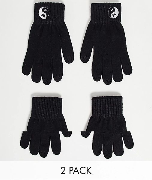 ASOS DESIGN – 2er-Pack Touchscreen-Handschuhe aus recyceltem Polyester in S günstig online kaufen