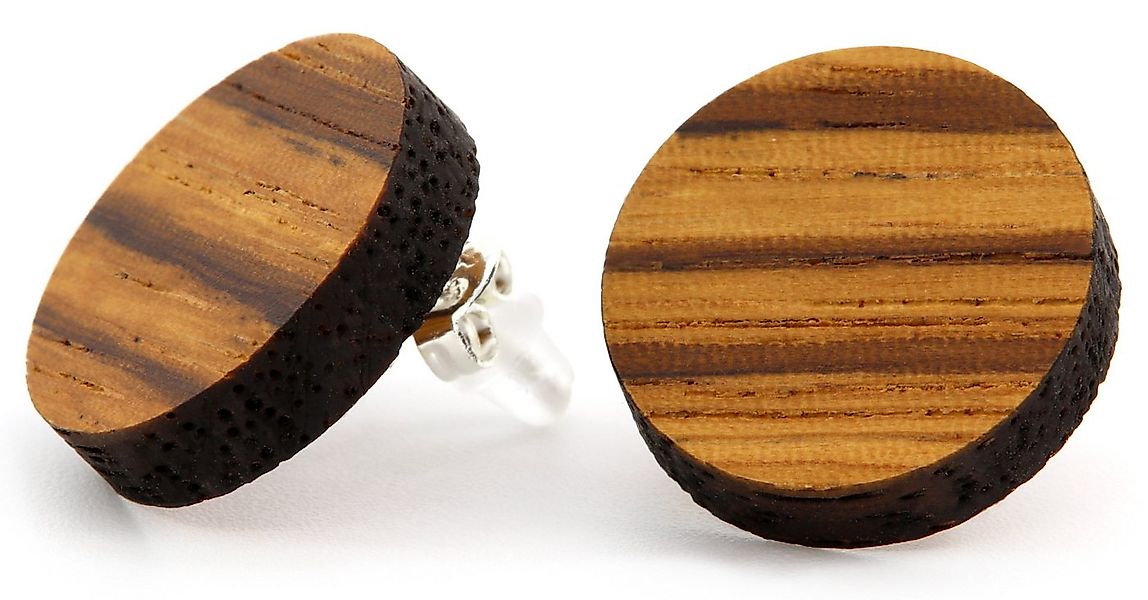 NaturSchatulle Paar Ohrstecker Holz Kreis (Zebrano-, Wenge- und Nussbaumhol günstig online kaufen