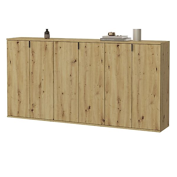 Inn.Furn Sideboard Eiche Artisan 183 cm Viel Stauraum Line-Up günstig online kaufen