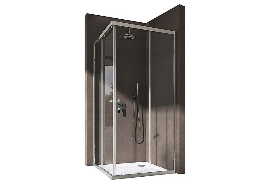 doporro Eckdusche Duschkabine Duschabtrennung Schiebetür 6mm ESG-Glas Nano günstig online kaufen