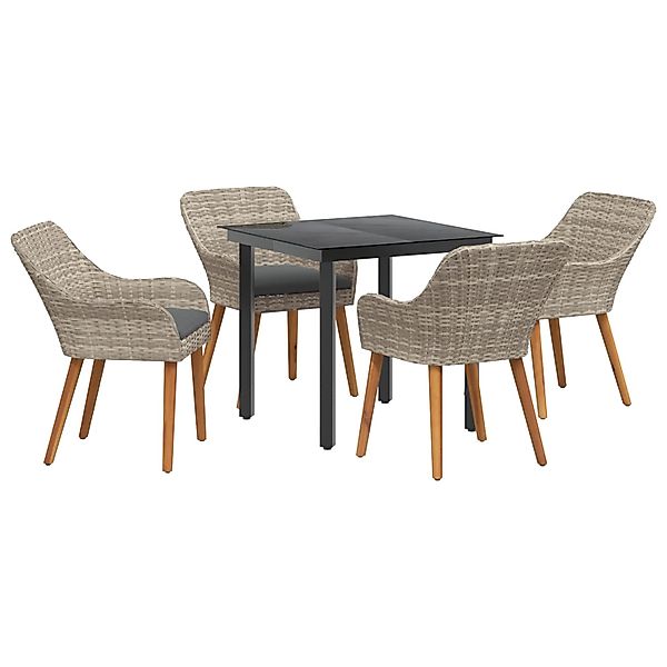 vidaXL Essgruppe 5-Tlg Hellgrau Poly Rattan 3261713 günstig online kaufen