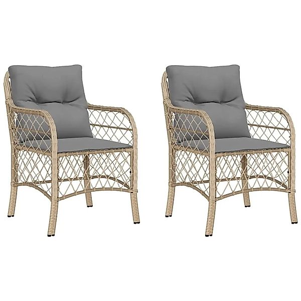 vidaXL Gartenstühle mit Kissen 2 Stk Beigemischung Poly Rattan 365157 günstig online kaufen