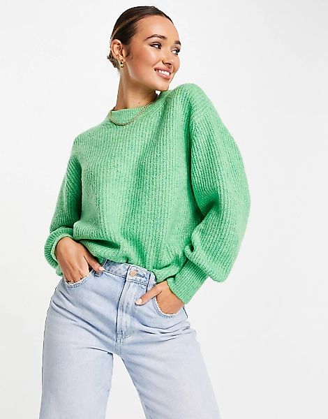 ASOS DESIGN – Gerippter Pullover aus flauschigem Garn mit Rundhalsausschnit günstig online kaufen