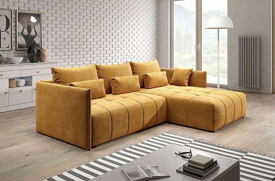 Furnix Ecksofa YALTA Schlafsofa Couch ausziehbar mit Bettkasten und Kissen, günstig online kaufen