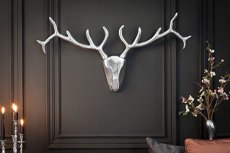 riess-ambiente Wanddekoobjekt VEADO 100 cm silber Aluminium - modern, Hirsc günstig online kaufen