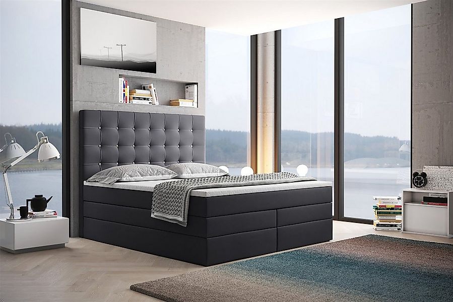Fun Möbel Boxspringbett Schlafzimmerbett TRIANA DELUX Kunstleder Madryt (in günstig online kaufen