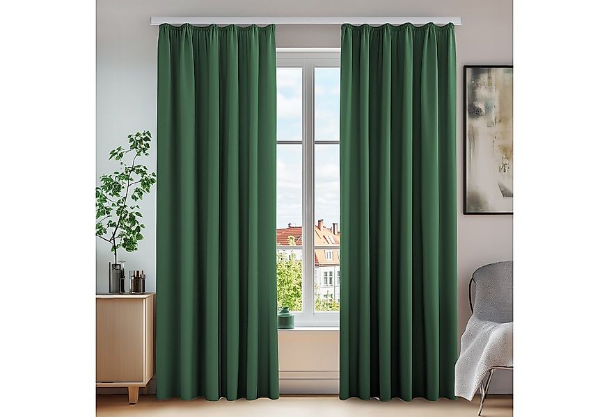 Deconovo Verdunkelungsvorhang Gardinen mit Kräuselband Vorhänge Wohnzimmer günstig online kaufen