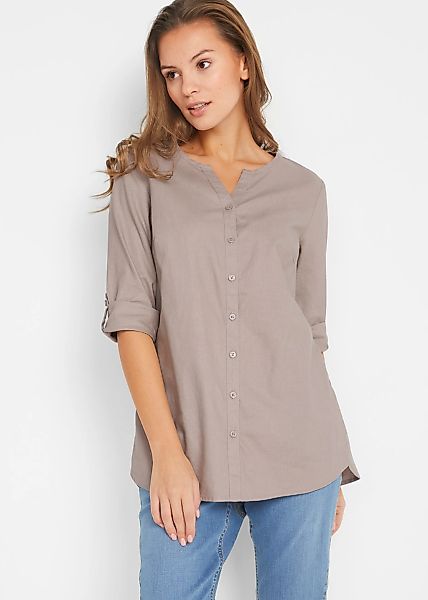 bonprix Langarmbluse "Bluse mit Leinen, 3/4 Arm", Bluse mit Leinen, 3/4 Arm günstig online kaufen