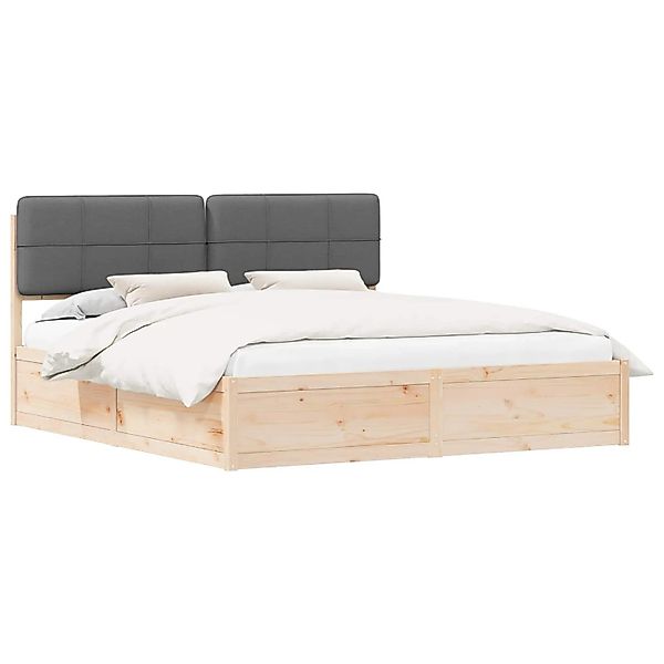 vidaXL Bettgestell mit Gepolstertem Kopfteil Dunkelgrau 180 x 200 cm 339818 günstig online kaufen