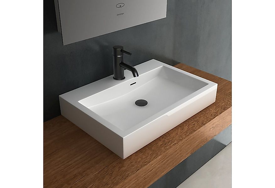 Alpenberger Waschbecken - Rechteckiges Aufsatzbecken aus hochwertigem Miner günstig online kaufen