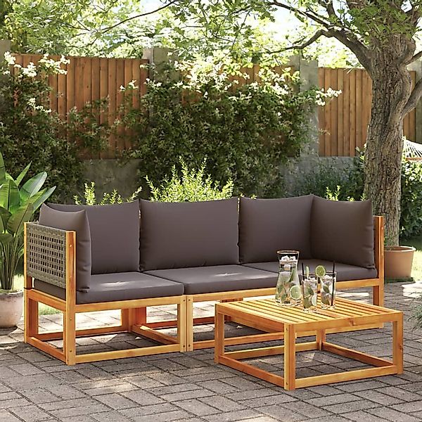 vidaXL Loungesofa Gartensofa-Ecke mit Kissen Holz günstig online kaufen