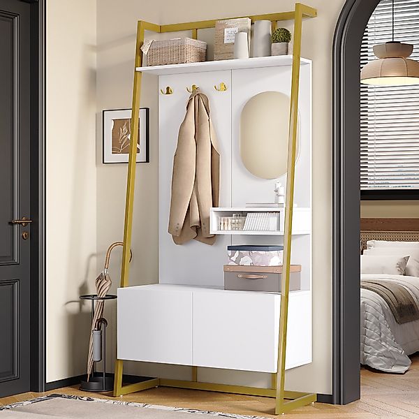 Merax Kompaktgarderobe mit Spiegel, Garderoben-Set aus günstig online kaufen