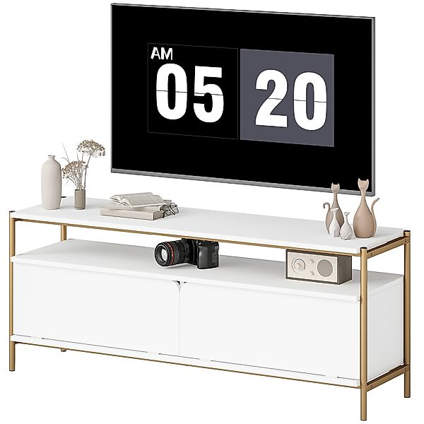 HOMCOM TV-Möbel TV-Rack für Fernseher bis 55 Zoll mit 2 Klappentüren und of günstig online kaufen