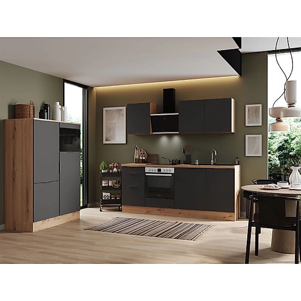 Respekta Selection Küchenzeile Elisabeth RS340AGH 340 cm Grau-Artisan Eiche günstig online kaufen