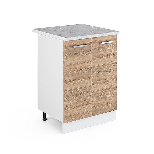 Vicco Küchenunterschrank R-Line Küchenkommode Sonoma/Weiß 60 cm AP Marmor günstig online kaufen