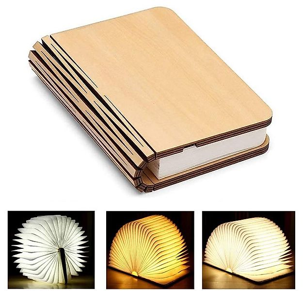 zggzerg LED Schreibtischlampe Hölzerne Faltende Buchlampe in 3 Farben, USB günstig online kaufen