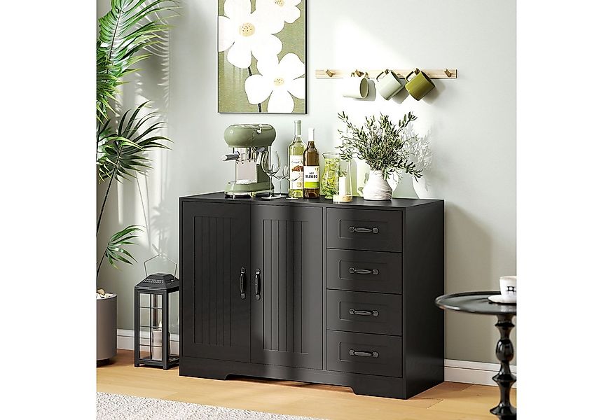 HOMCOM Sideboard Beistellschrank mit 4 Schubladen, 2 Türen, verstellbarem E günstig online kaufen