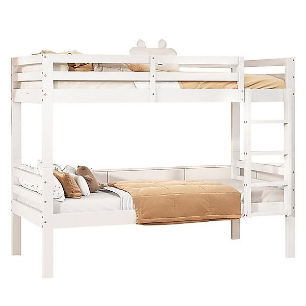 Yorbay Etagenbett Jugendbett mit Leiter, 90x200 cm (mit Rausfallschutz, wei günstig online kaufen