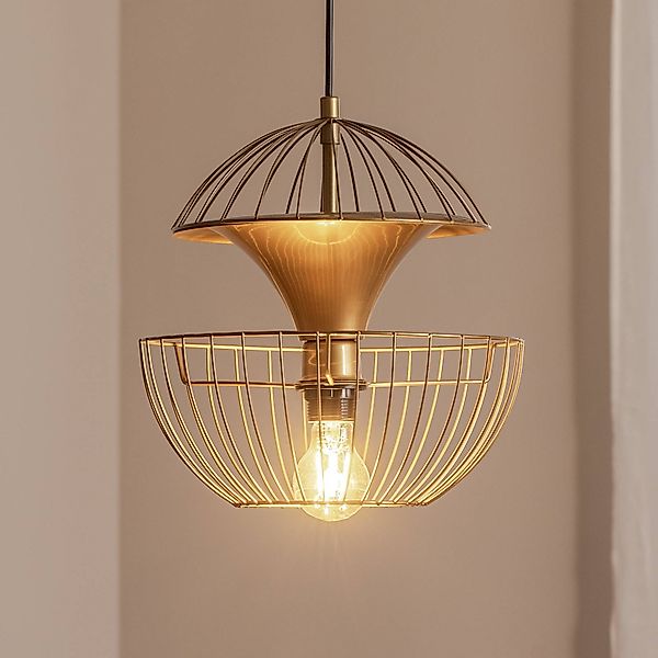 Hängeleuchte Telmander 11410, goldfarben, Metall, Ø 30 cm günstig online kaufen