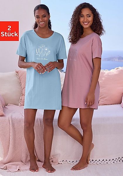 Vivance Dreams Bigshirt (Set, 2 Stück) mit zart skizziertem Frontdruck günstig online kaufen