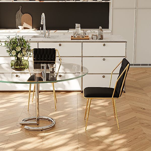 Furnishings Home Esszimmerstuhl 2er-Set 4-Bein-Stuhl Metall günstig online kaufen