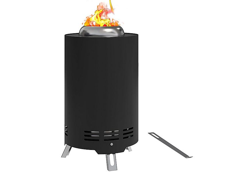 Outsunny Feuerschale Ø16 x 25cm, aus Edelstahl, mit Schürhaken, (Feuerstell günstig online kaufen