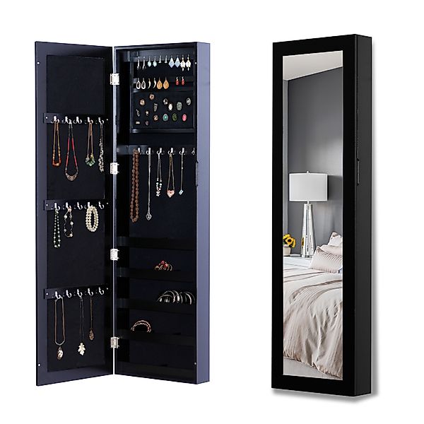 HOMCOM Wand Schmuckschrank mit Haken und Fächern aus Holz, Schmuckschrank m günstig online kaufen