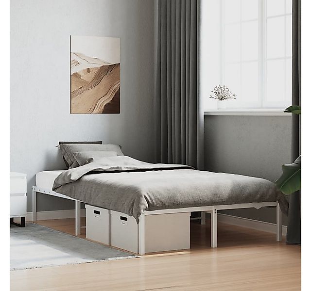 vidaXL Bettgestell Bettgestell Metall Weiß 120x190 cm Bett Bettgestell günstig online kaufen